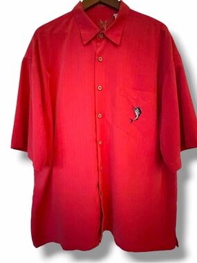 Bamboo Cay Shirt Mens Large Red Embroidered Marlin Sailfish Fishing XXL